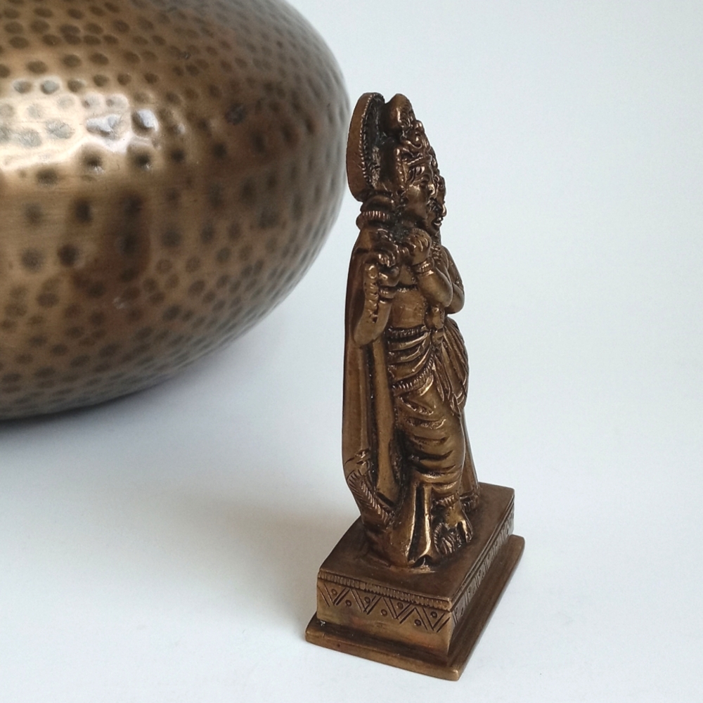 Solid Brass Antique / Vintage Figurine Sculpture from India 4 1/2” - Picture 11 of 13